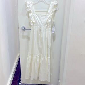 NWT- Scoop Cut Out Open Back White Maxi Dress